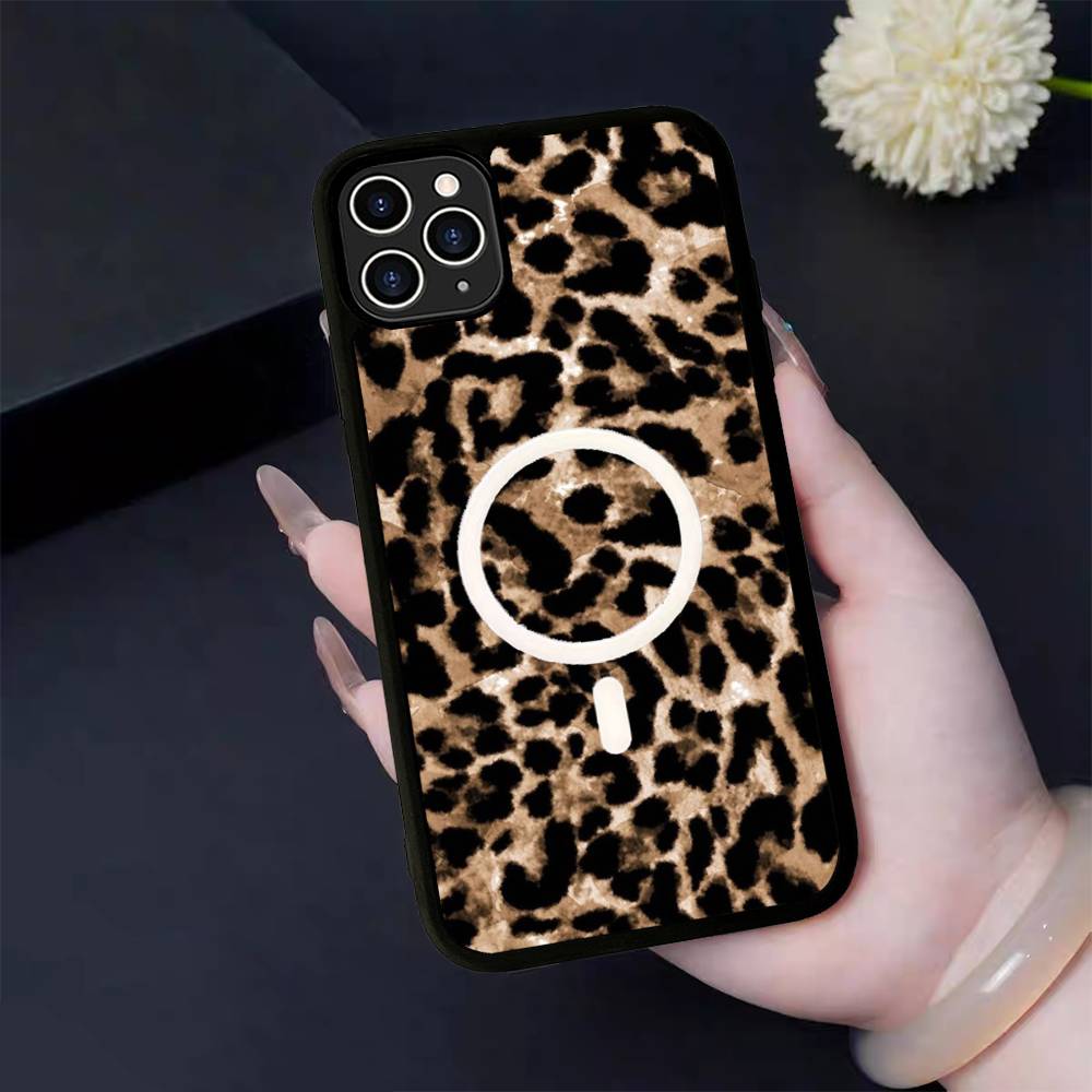 

Leopard Cheetah Print For Magsafe Magnetic Phone Case Wireless PC+TPU For IPhone 11 12 13 14 15 16 17 Pro Max Plus iPhone 17 Pro