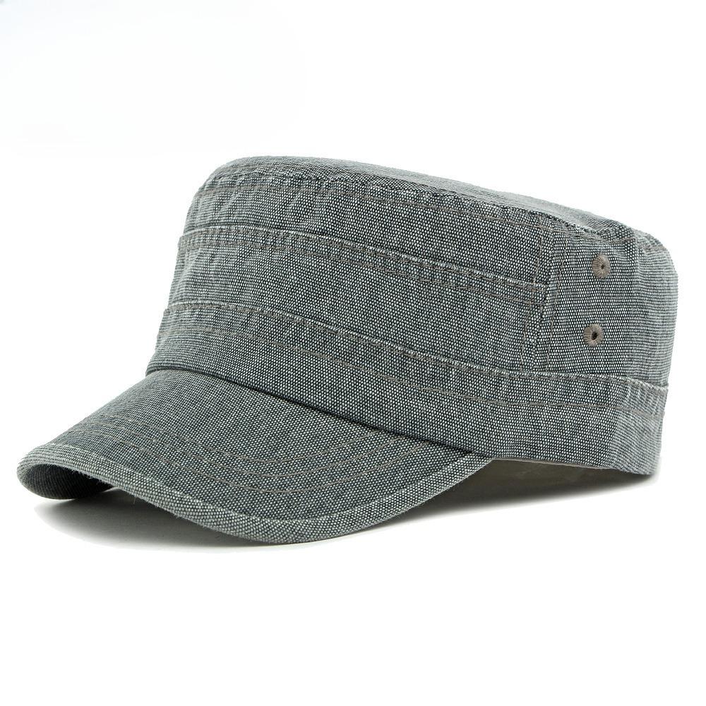 Vintage Washed Cotton Military Cap for Men Women Summer Breathable Flat Top Hat Sun Protection Outdoor Casual Cadet Cap Peaked Hat