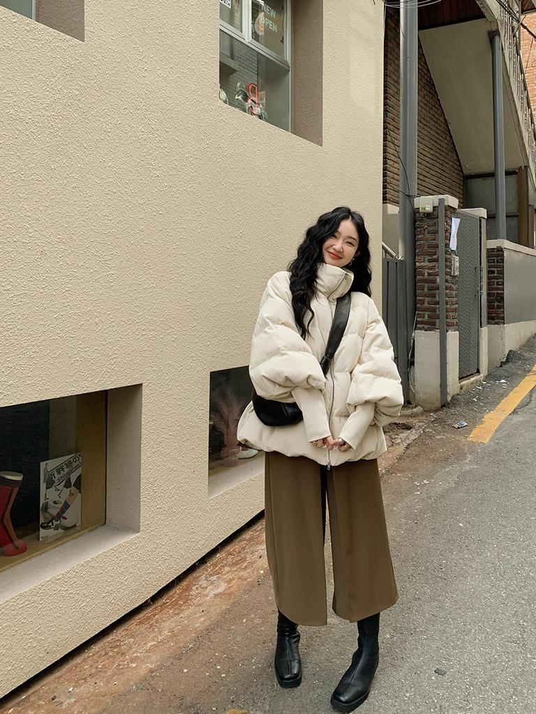 New Women's Winter Loose Thickened Warm Bread Clothes Jacket Corduroy Stand-up Collar Cotton Clothes