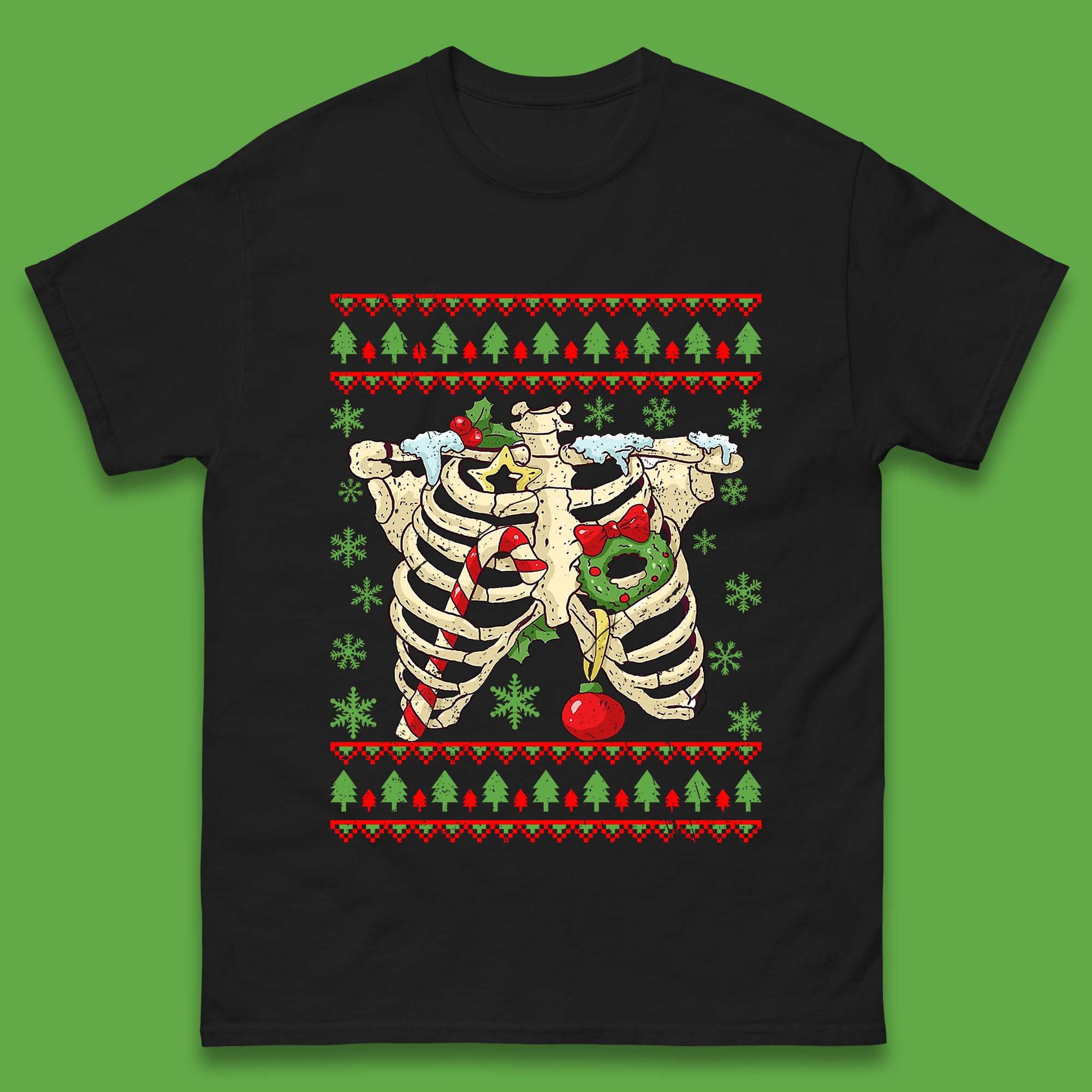 

Christmas Ribs Skeleton Mens T-Shirt Womens Tops Tees S