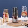Side Table Water Bottle Set with Glass, Night Cup Set with Cup Cover, Gargle Water Bottle for Bedroom, Bathroom, and Kitchen, 25oz750ml (Amber)