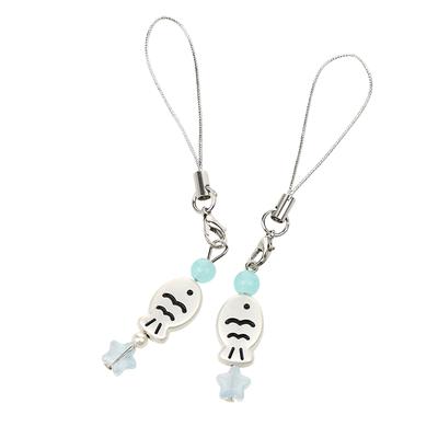 Süßer kleiner Fisch Handy-Lanyard Cartoon Taiyaki Perlen-Handy-Kette Handy-Riemen Schlüsselband Für Mädchen Geschenke