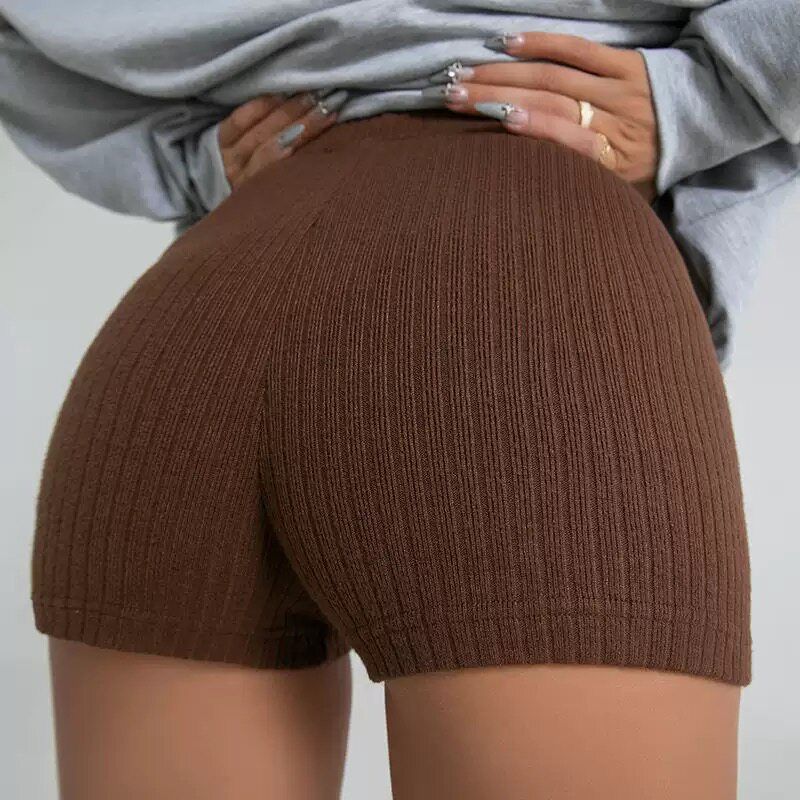 

Fashion BM Style Fitness Shorts Women s High Waist Hip Lift Tight-Fitting Outerwear Leggings Sports Hot Pants Fashion Tape Yoga Pants Brown (Polyester) L (Recommended 55-65kg)