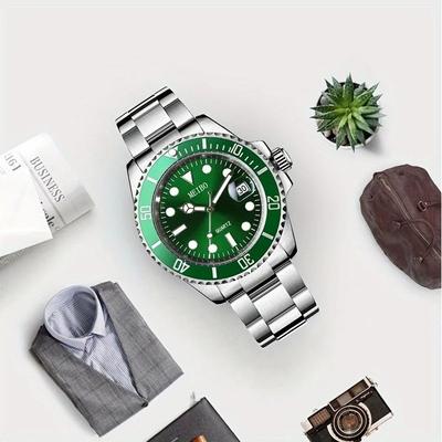 Herren Edelstahlarmbanduhr Quarzuhren Business Armbanduhr