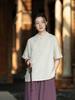 Women's Original Linen Short-Sleeve Shirt - Summer Style, Stand Collar, Diagonal Lapel, Frog Button, Chinese Tea Ceremony Top