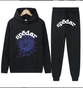 European and American Trendy Hip-hop Singer Letter Sp5der Printed Couple Sweater Men's and Women's Hoodies Sweatshirt Set