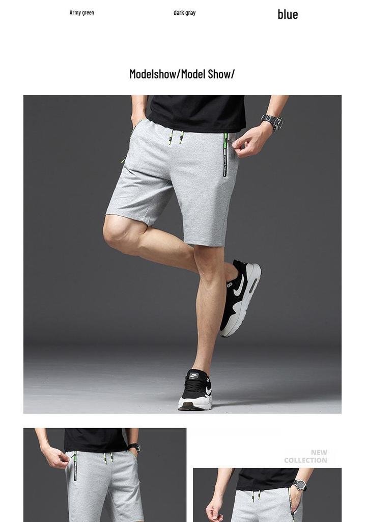 Men's Summer Cotton Knit Bermuda Shorts: Teen Sports Pants with Elastic Waistband for Beach & Casual Wear