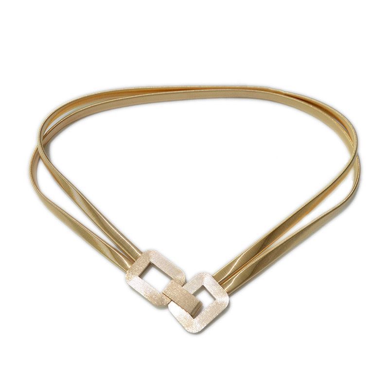 Women s metal spring waist chain easiest for match elastic stretch square buckle easiest for match 74cm
