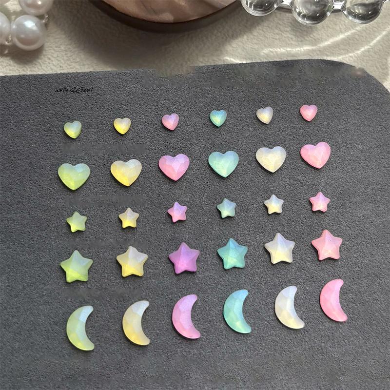 Luxury Love Star Moon Resin Crystal Nail Art Rhinestones Flatback Manicure Accesorios Supplies Decorations Charms for Nails