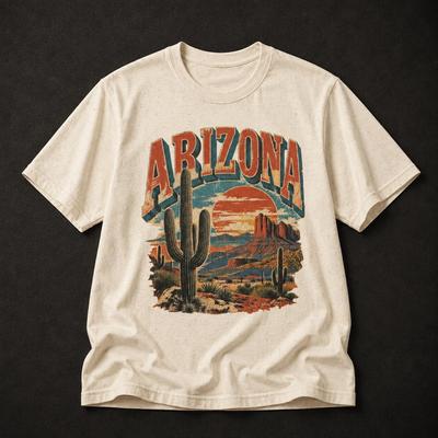 Cămașă Arizona, Tricou Vintage Arizona, Tricou Grafic cu Cactuși deșertici, Cămașă Retro Sud-Vest, Cadou Suvenir Arizona