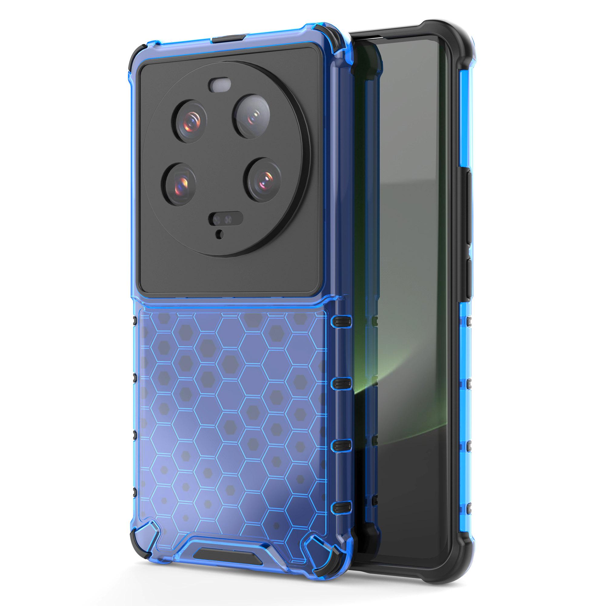 

For Xiaomi 13 Ultra Anti-Scratch Honeycomb Texture Phone Case TPU+PC Anti-drop Smartphone Cover Blue