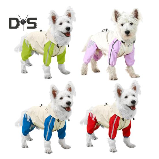 Dog Raincoat Waterproof Hooded Pet Rain Jacket Full Wrap Poncho with Reflective Strips And Leash Hole for Small Medium Dogs