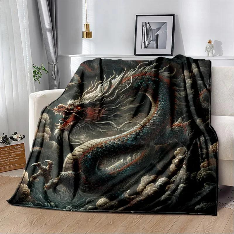 29 Style New Chinese Loong Dreamy Dragon Cartoon Blanket,Soft Throw Blanket for Home Bedroom Bed Sofa Picnic Travel Office Cover