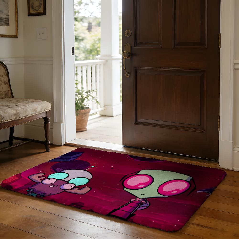 LInvader Zim Anime Floor Mat Soft Flannel Absorbent Mat Non-Slip Rug Home Bedroom Bathroom