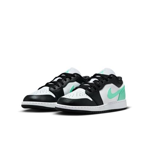 Air Jordan 1 Low Shoes White Black Green Glow 553558-131