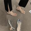 Fashion New Round Heel Sandals for Women Fashion Leather Square Head Cross Thin Belt Set Foot Anti-slip and Wear Heel Shoes