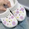 18PCS Fashion Shoe Charms Set Accessories Hole Shoe Buckle Summer Light Purple Fresh Daisy DIY Shoes Decorations for Bogg Bag