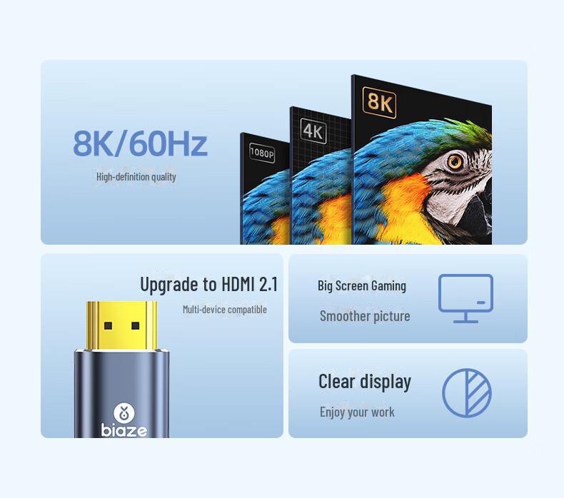 Biaz Active Mini DP to HDMI 2.1 Converter Cable (Thunderbolt to HD), Model ZH163