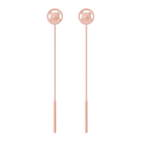 2 Stück wiederverwendbare Silikon-Strohhalmbürste mit Edelstahlstange, extra lange Pfeifenreinigungsbürste, Trinkhalmflaschen-Getränkedeckel-Reinigungsbürste, Trinkhalm