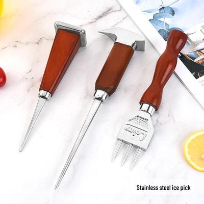 Japanese Ice Pick Set: 3-Pronged Ice Pick, Single-Pronged Ice Pick, Ice Shaver, & Cutter for Bars. In Stock.