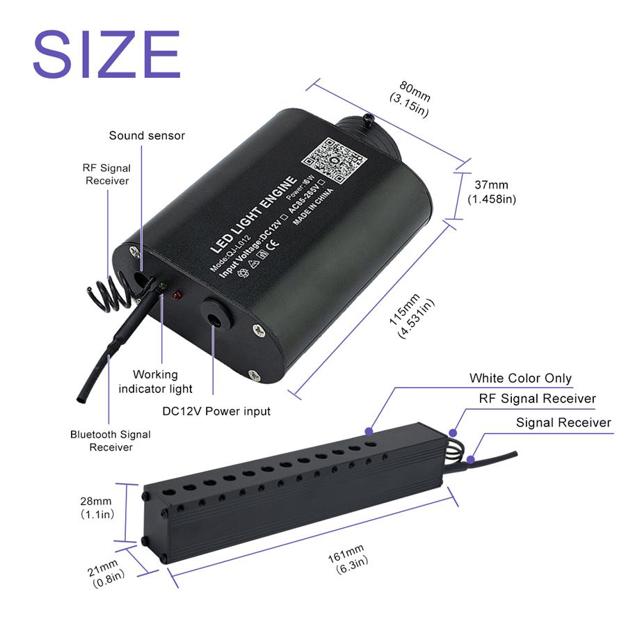 16W RGBW Car Roof Fiber Optic Light App Control Light 0.75mm 300pcs Fiber Optics