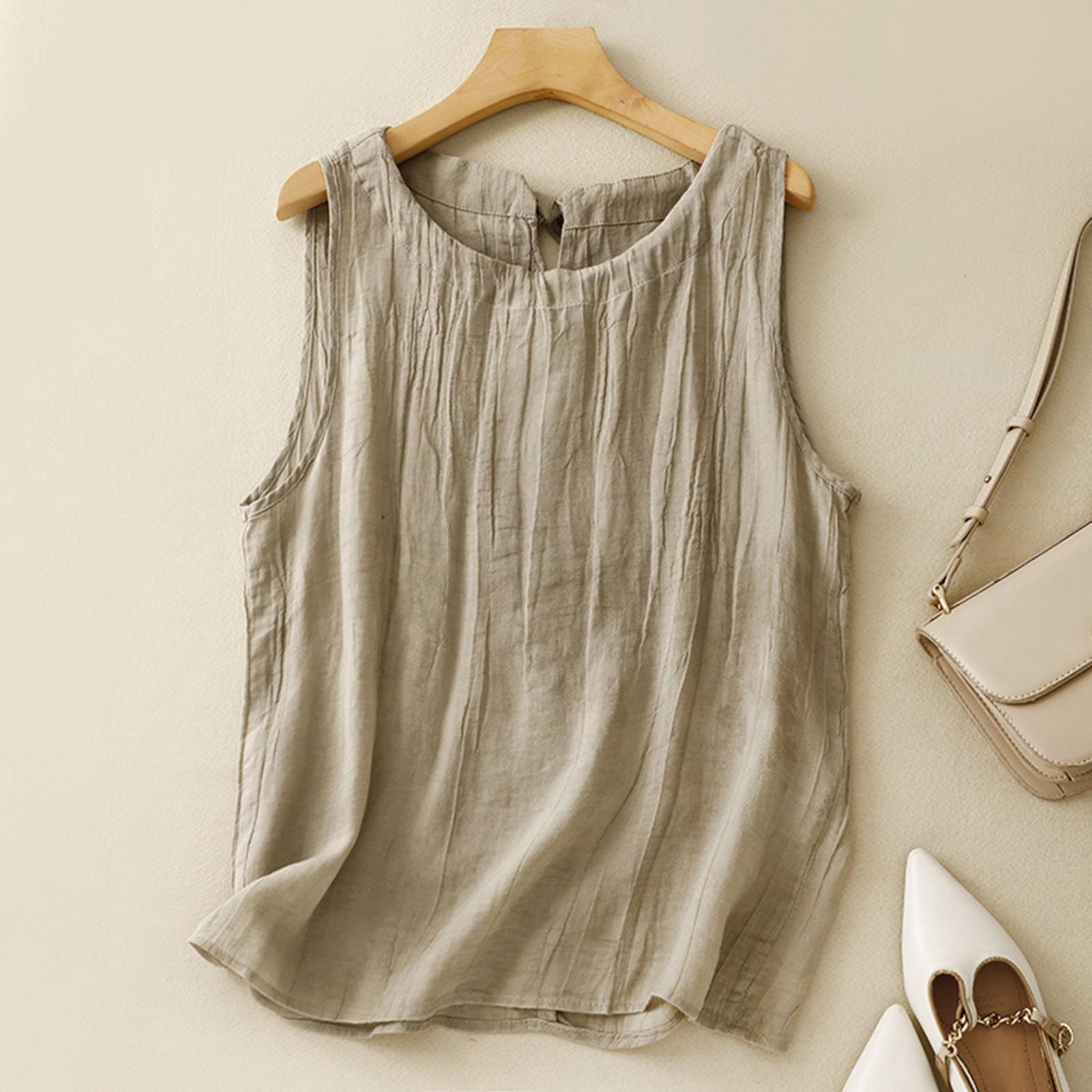 

Женский жилет Модная повседневная футболка Топы Дизайн с вырезом на спине Жилет Безрукавная футболка Верхняя одежда Нижнее белье Базовая майка XL хаки