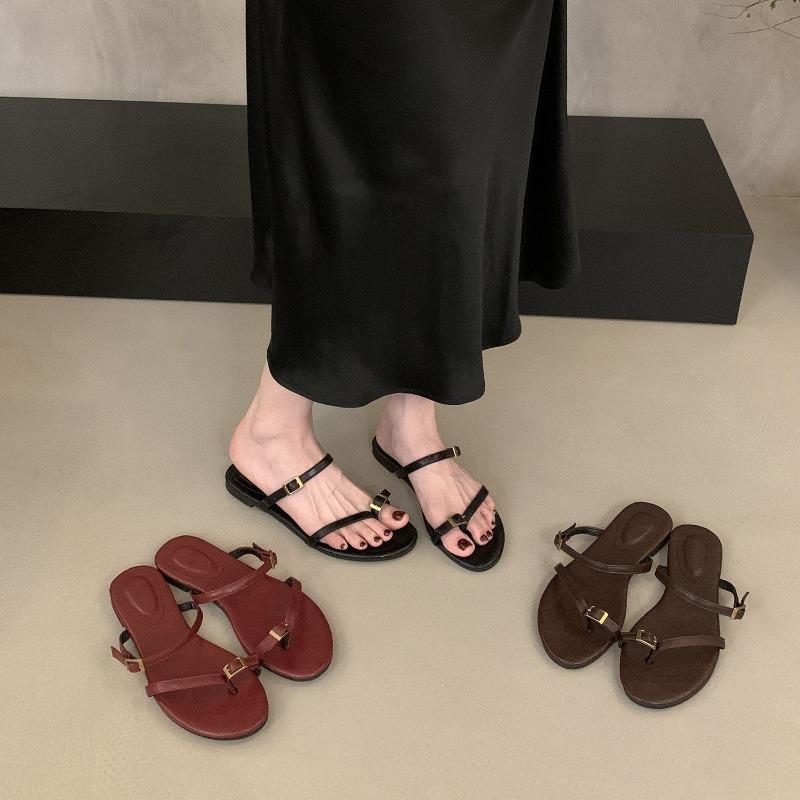 Flats Women's Slippers Clip Toe Shoes Summer Walking New Woman Sandals 2025 Designer Slides Dress Sandalias De Mujer
