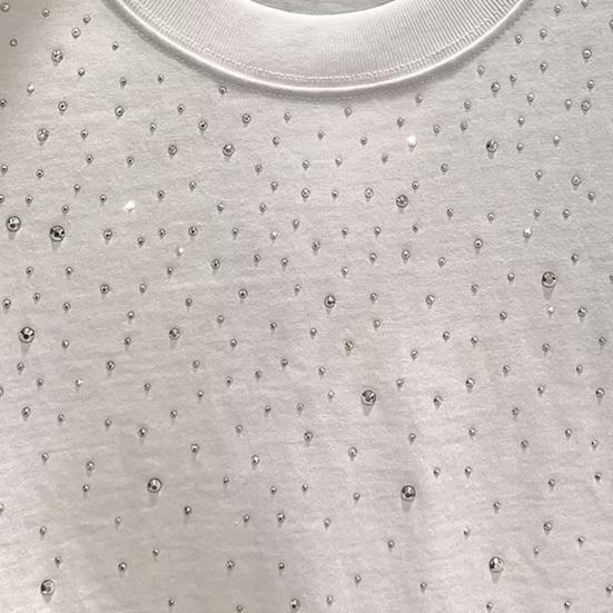 Summer Men Clothing Summer Rhinestone Rivet T-shirt Round Neck Casual T-shirt Korean Version Men's Short Sleeves Tee