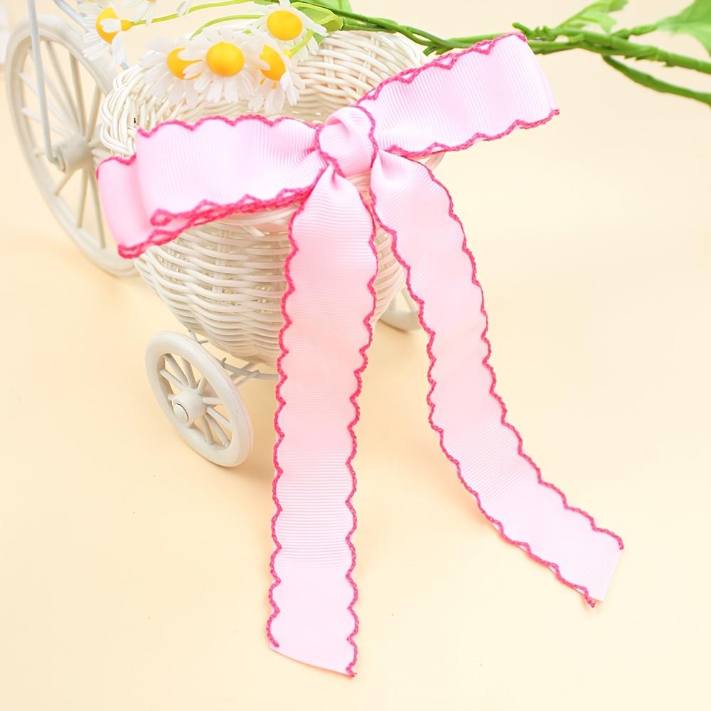 

2pc Charming Pink Ribbon Hair Bow Clip - Elegant Long Wavy Edge Design, All-Season Versatility - Perfect for Daily & Casual Wear, Daily Hair Accessory Pink-2pcs