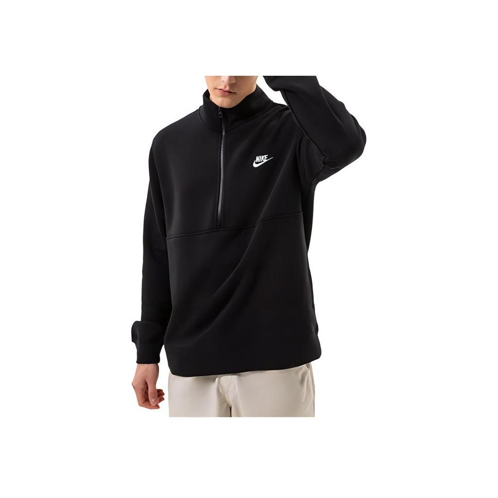 Nike Logo Printed Stand Collar Straight Pullover American Style Long Sleeve Sweatshirt Men Sweatshirt Black DD4733-011