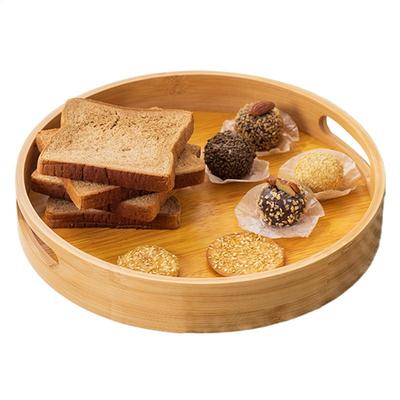 Wooden Round Serving Tray Decorative Serving Tray With Handles Drink Food Coffee Trays Multipurpose Serving Table Tray Round