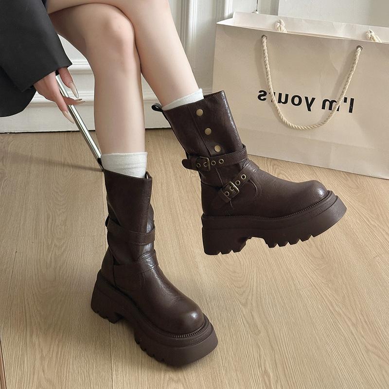 Short Martin boots women's 2025 new autumn super fire versatile retro thin explosion thick-soled British style short boots
