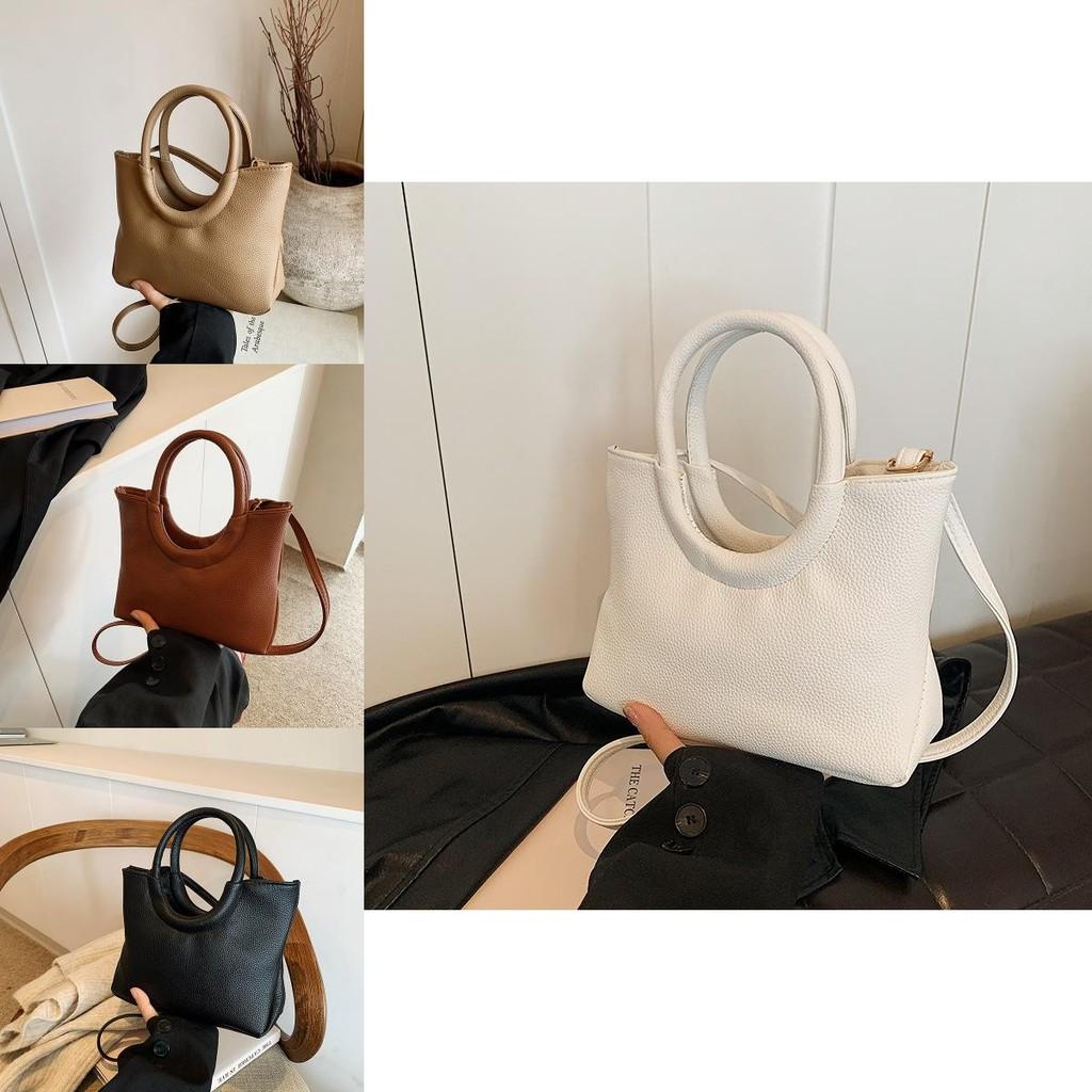 Fashionable Pu Bucket Bag Women's Stylish Casual Crossbody Bag In Black Brown Khaki White
