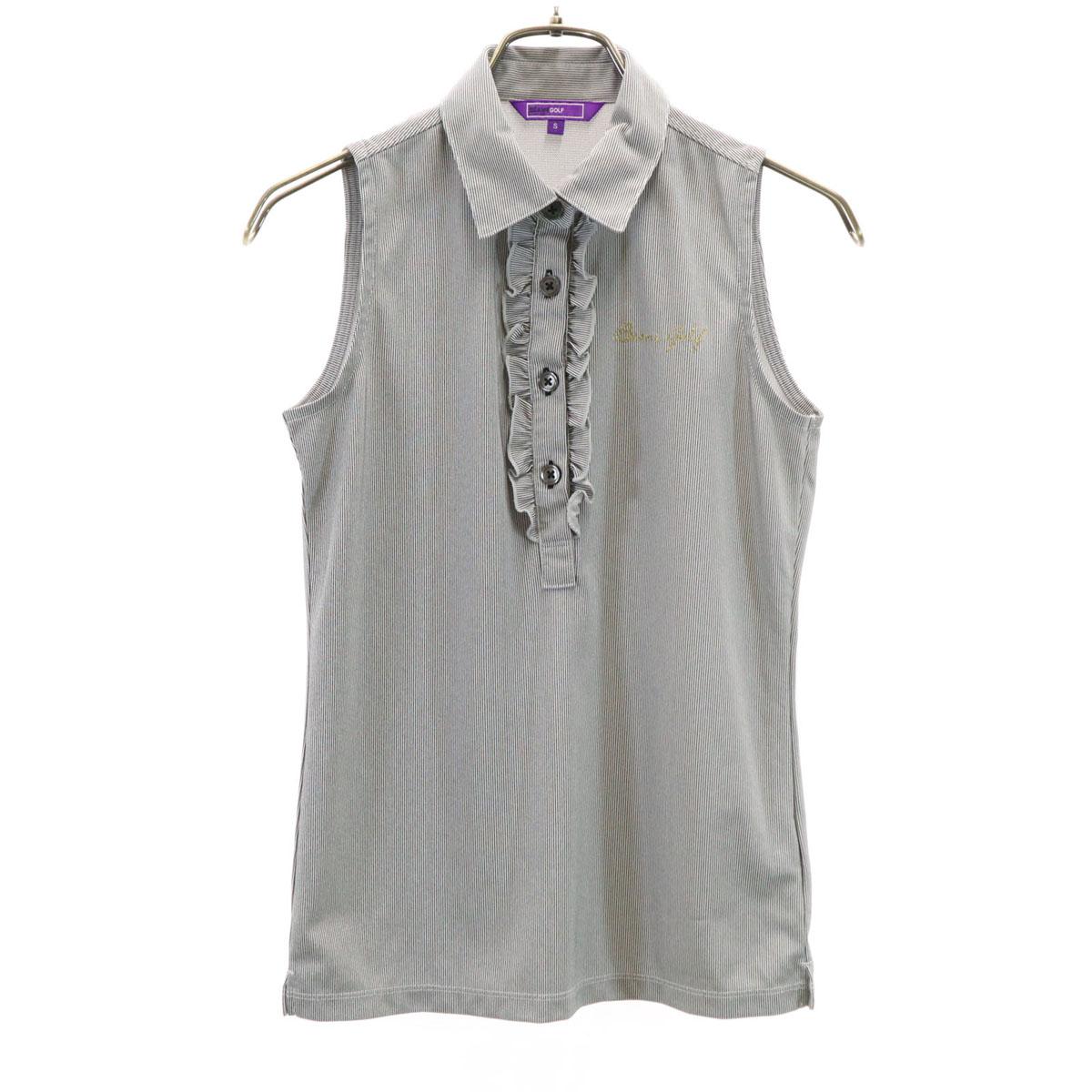 

BEAMS GOLF сделано в Японии Поло без рукавов в полоску S серый Женский Б/у