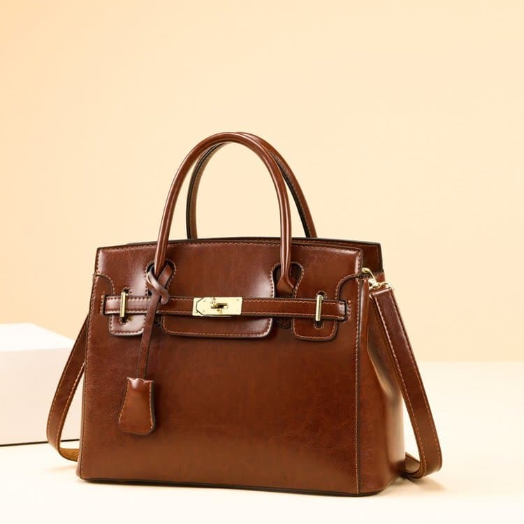 Vintage-Tragetasche mit Schloss, Damen-Schultertasche