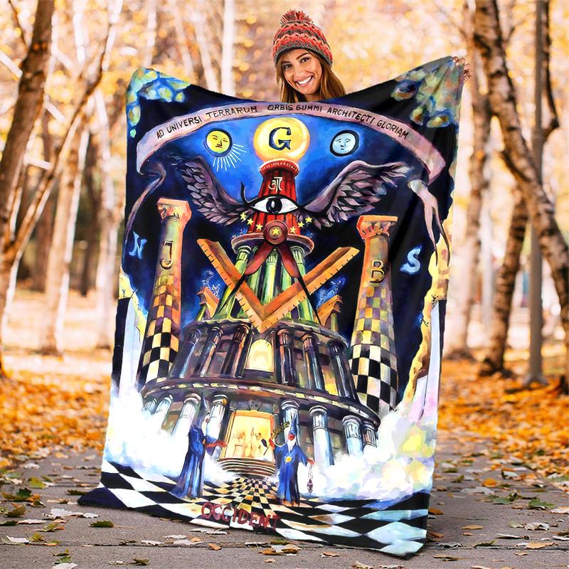 1PC The Square-of Freemasonry Printed Blanket, Al Season Lightweighsonry Blanket Home Office Outdoor Nap Multifuncsonry Blanketional Blanket