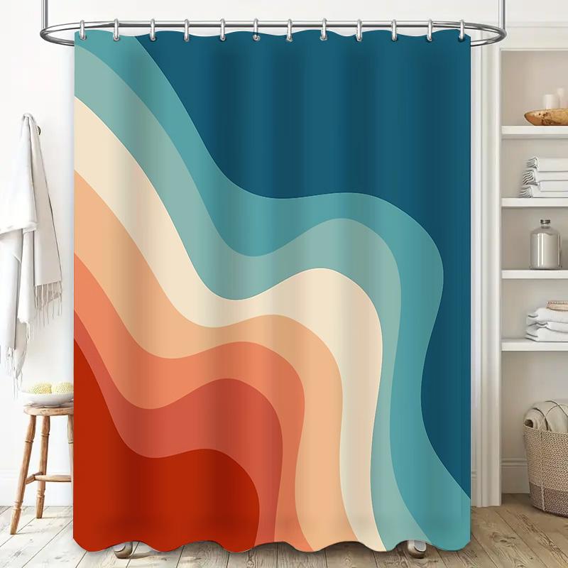 Boho Shower Curtain Set Nature Landscape Forest Trees Scenic Bathroom Decor Vintage Farmhouse Coastal Home Decor