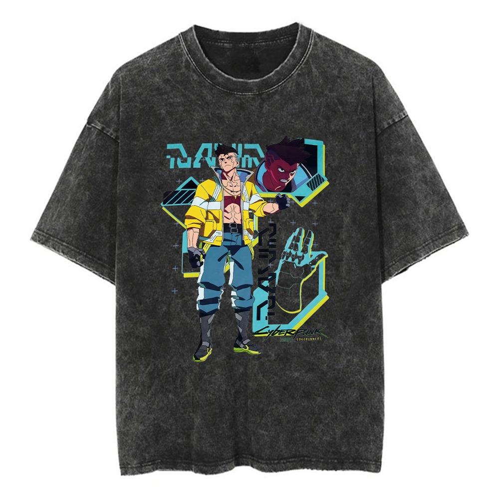 Hra Cyber Punk LUCY Tričko Bavlna Prané Vintage Oversized Tričko Harajuku Street Ležérní Volné Trička s Krátkým Rukávem