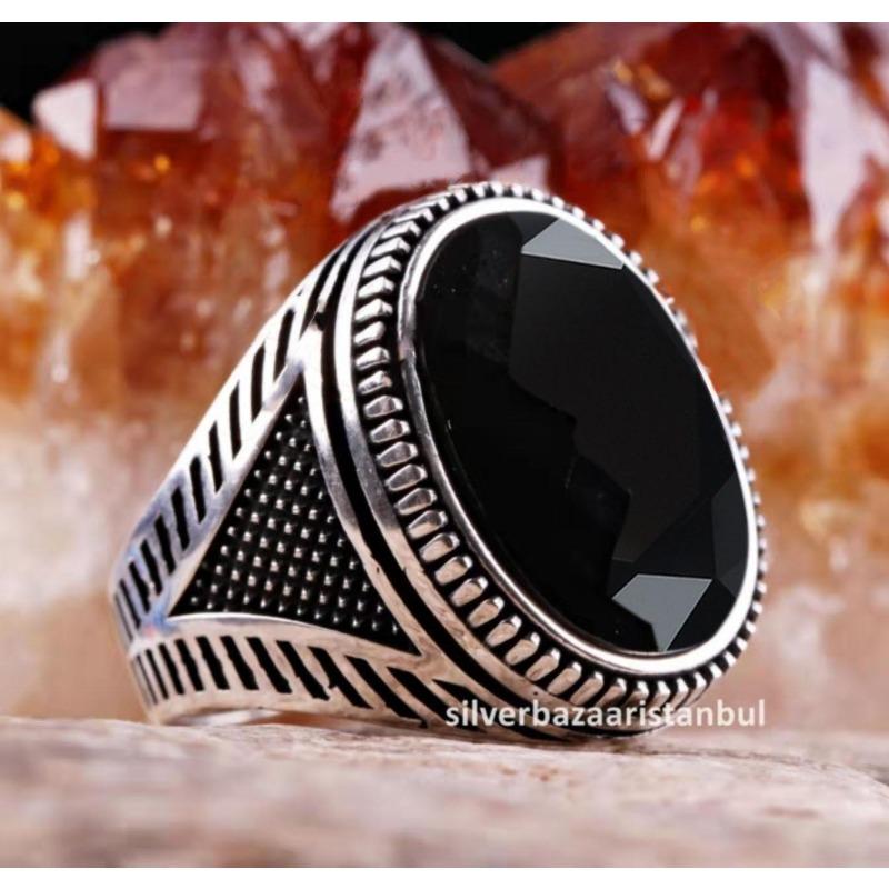 

Accessories Black Zircon Diamond Men S Gemstone Vintage Ring no. 13