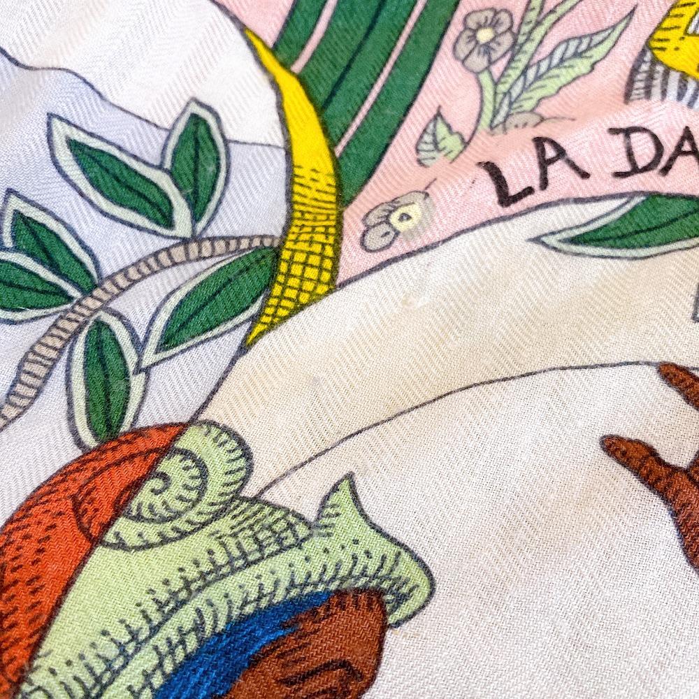 HERMES The Dance of the Amazons cashmere Caléjean 140 shawl yellow cashmere Used