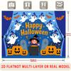 Party Backdrop Halloween Flat Spooky Ghosts Pumpkins Witch Bats Tombstones Multi Photo Booth Background Front Door Decor