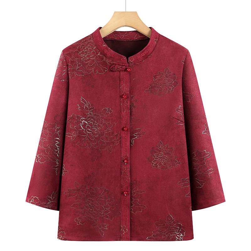 

Spring Long-Sleeve Women s Shirt: Lightweight Jacket for Middle-Aged and Elderly Women, Ideal for Spring and Summer, Perfect for Grandmas Aged 70-80. 5XL (recommended for 150-165 jin) красный