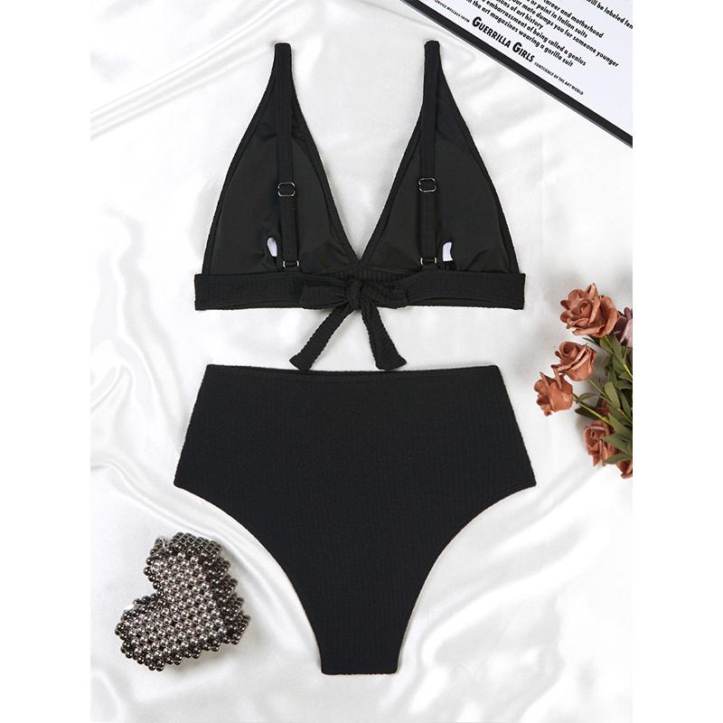 Women Two Piece Bathing Suit High Waist Swimsuit Summer Bikini Set Swimwear Clothes Solid Push Up Swimsuits