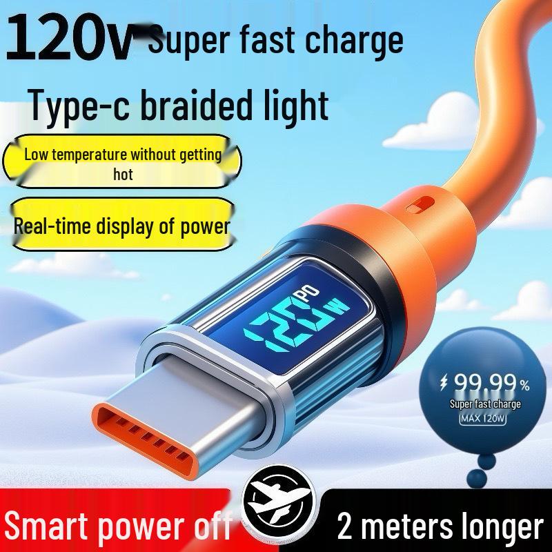 120W USB-C Super Fast Charging Cable for Apple, Huawei, Honor, Xiaomi