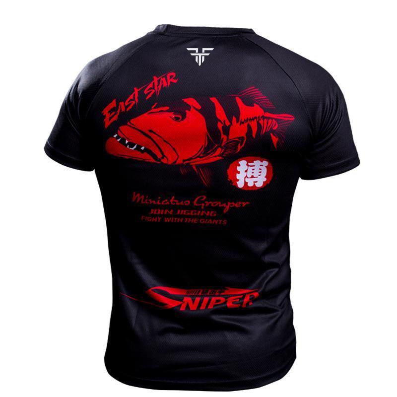 Unisexs and Womens Identical Shortsleeved Fishing Shirts with Round Neck and Sun Protection Specially Designed for Sea Fishing
