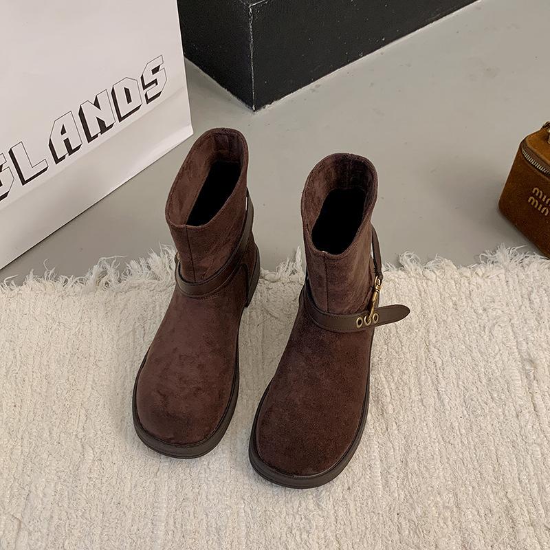 2025 Autumn New Retro Short Boots Casual Cowboy Western Boots Women's Shoes Martin Boots Women's Shoes Trendy Shoes Women's Boots M~