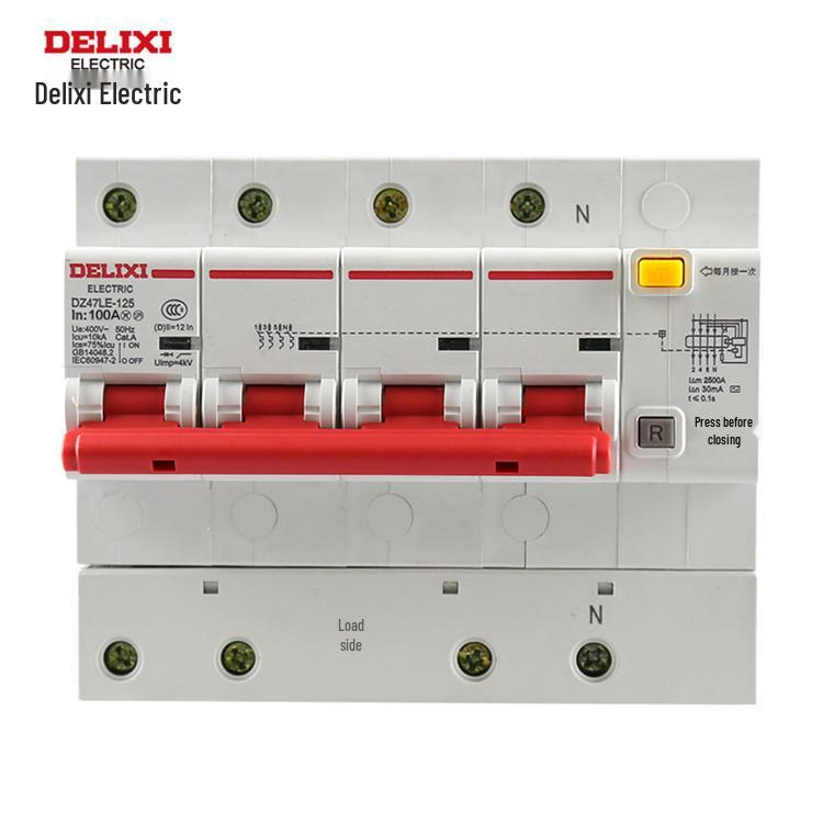 DELIXI DZ47LE-125 Type D High Current Miniature Circuit Breaker with Leakage Protection