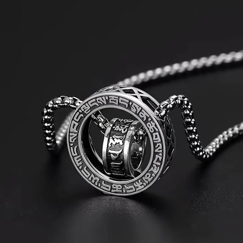A set of double-ring pendant necklaces with six artistic and fashionable words is suitable for both men and women as a personalized and versatile