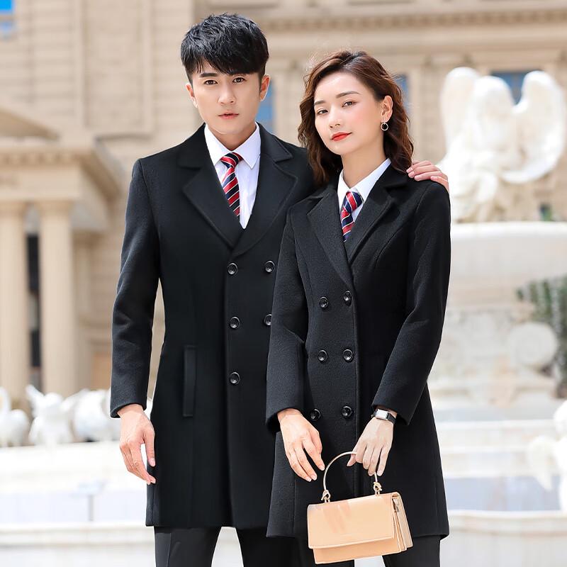 Unisex Professional Double-Breasted Wool Blend Coat