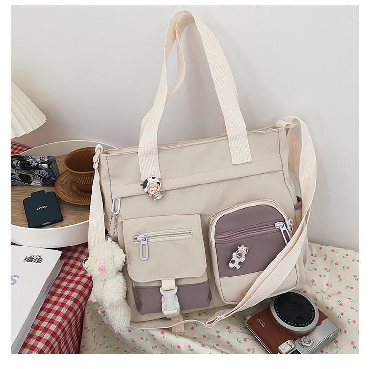 Versatile Girl Student Color Blocking Large Capacity Shoulder Bag